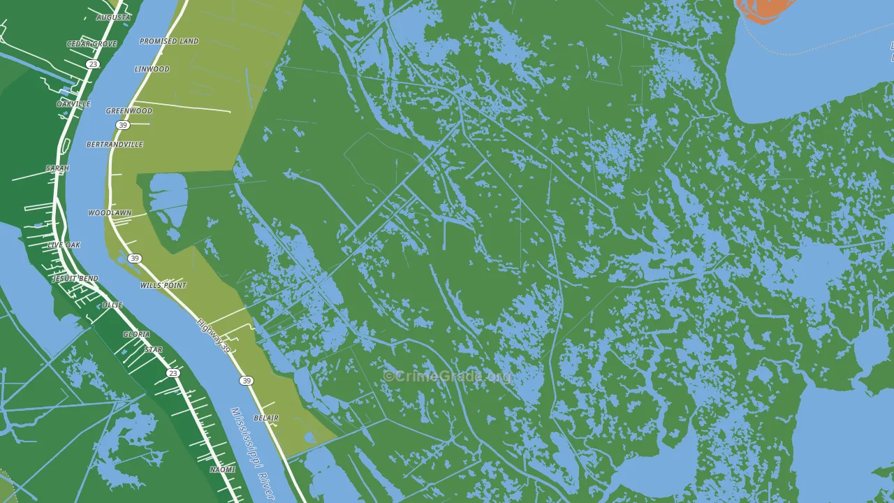 Braithwaite, LA Map of Vandalism Rates