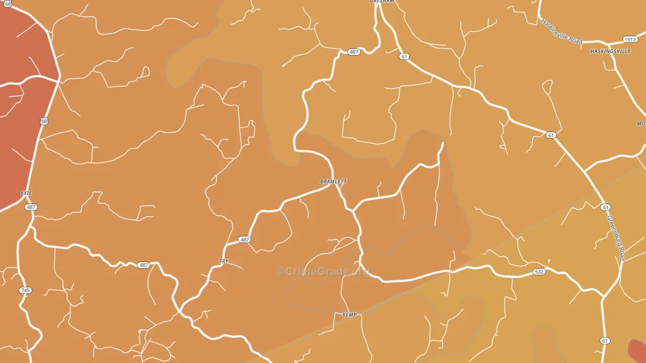 Bramlett, KY Map of Vandalism Rates
