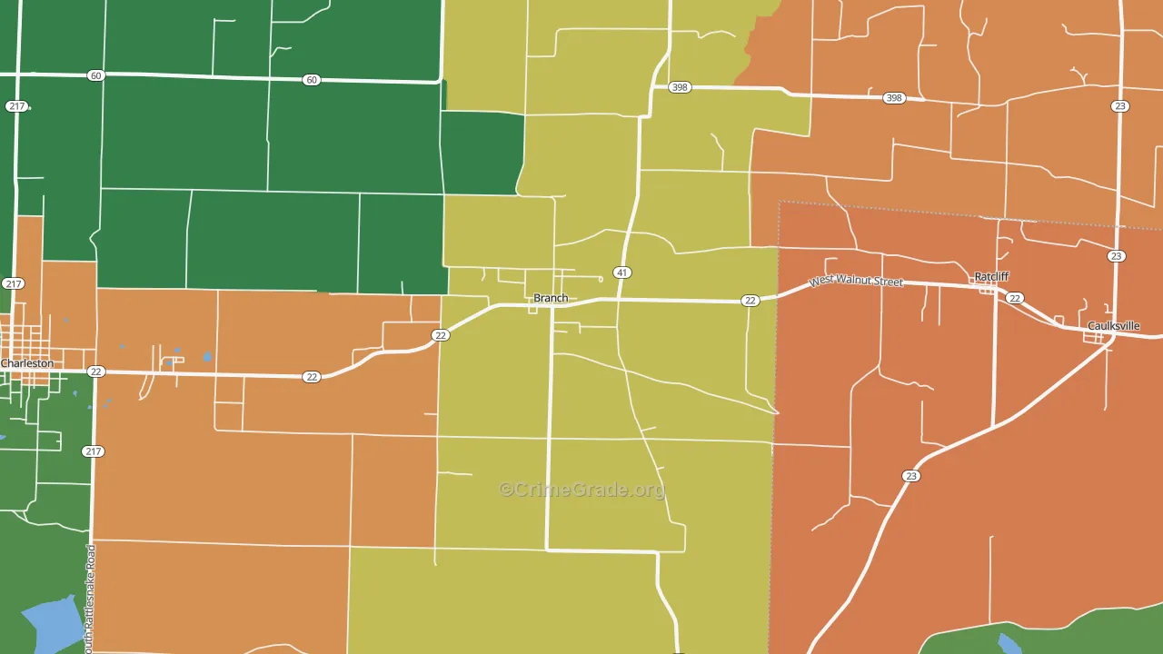 Branch, AR Map of Vandalism Rates