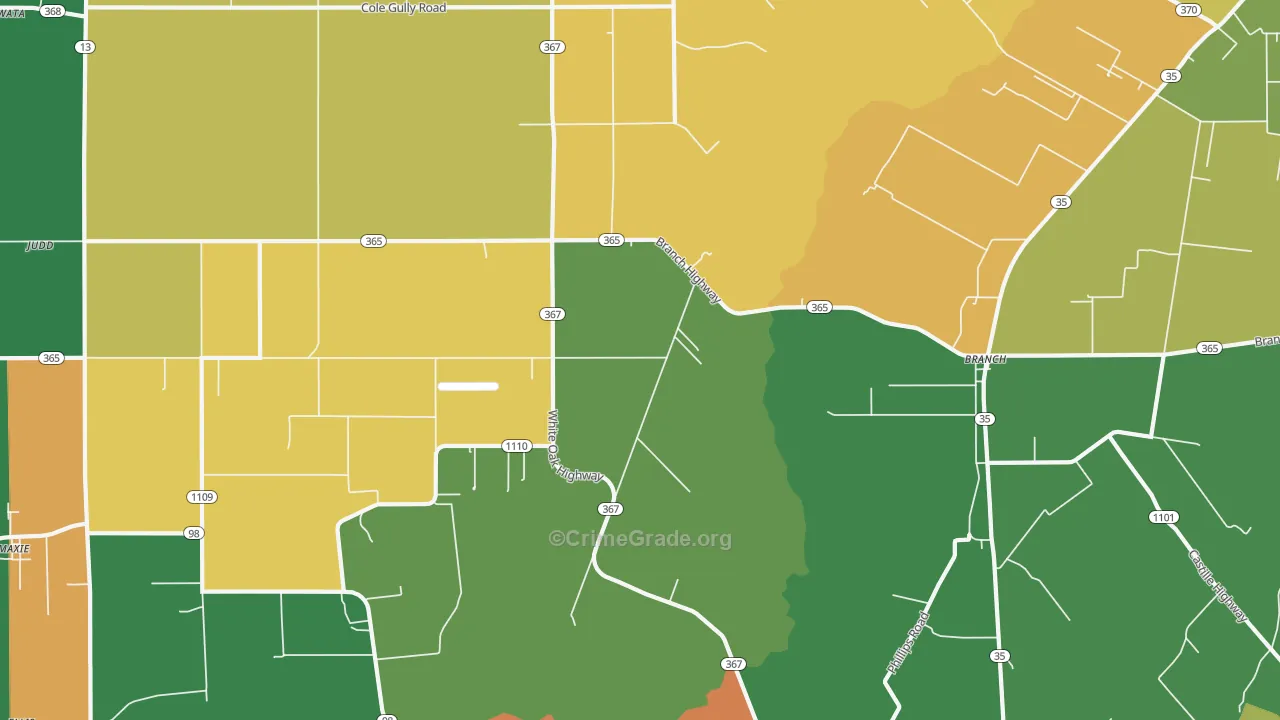 Branch, LA Map of Vandalism Rates