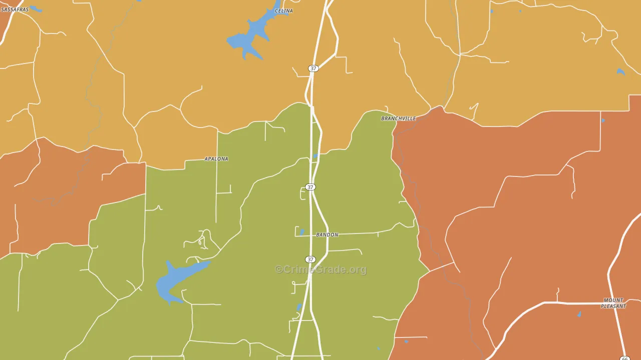 Branchville, IN Map of Vandalism Rates
