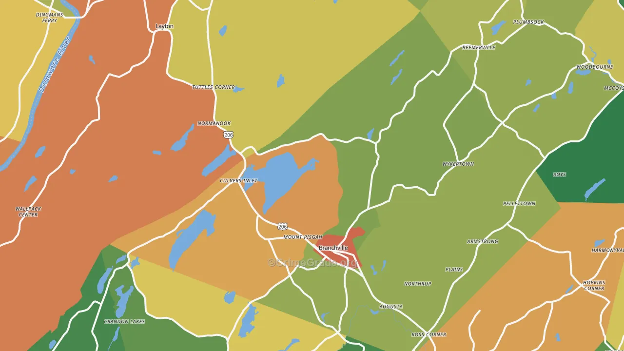 Branchville, NJ Map of Vandalism Rates
