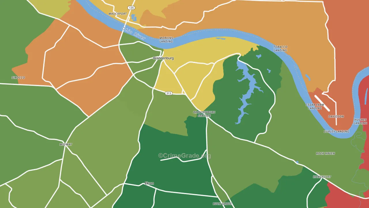 Brandenburg, KY Map of Vandalism Rates