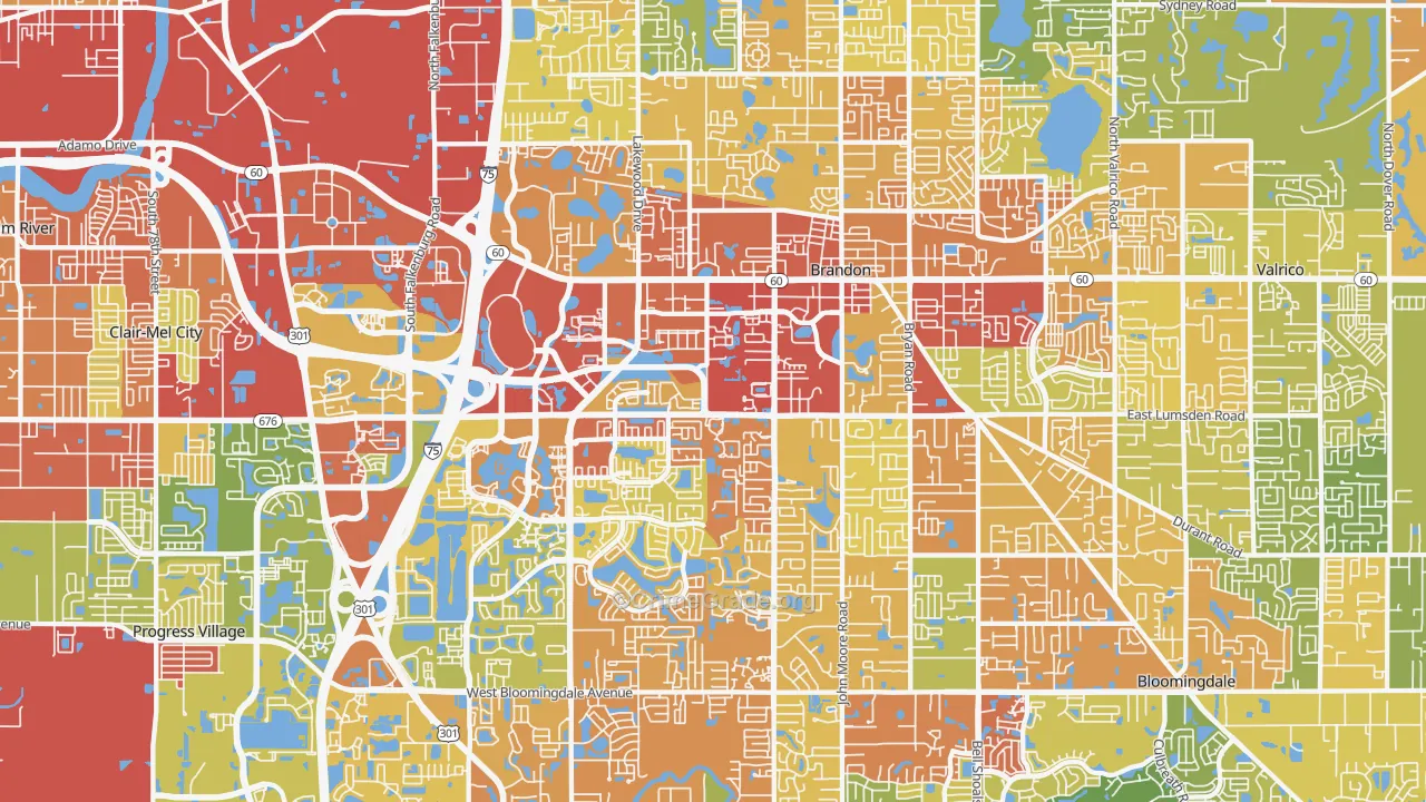 Brandon, FL Map of Vandalism Rates
