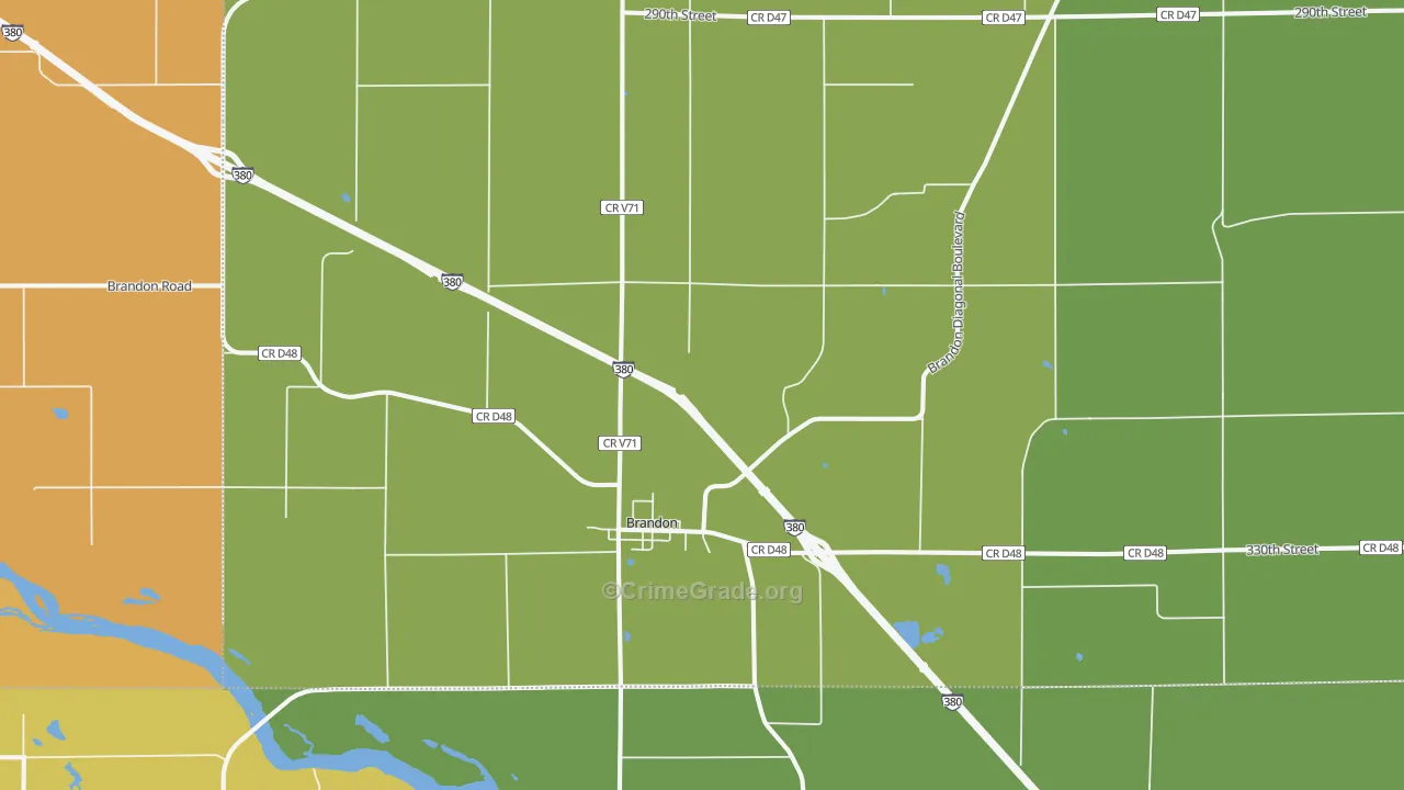 Brandon, IA Map of Vandalism Rates