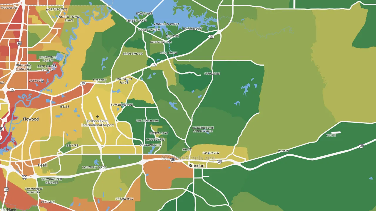 Brandon, MS Map of Vandalism Rates