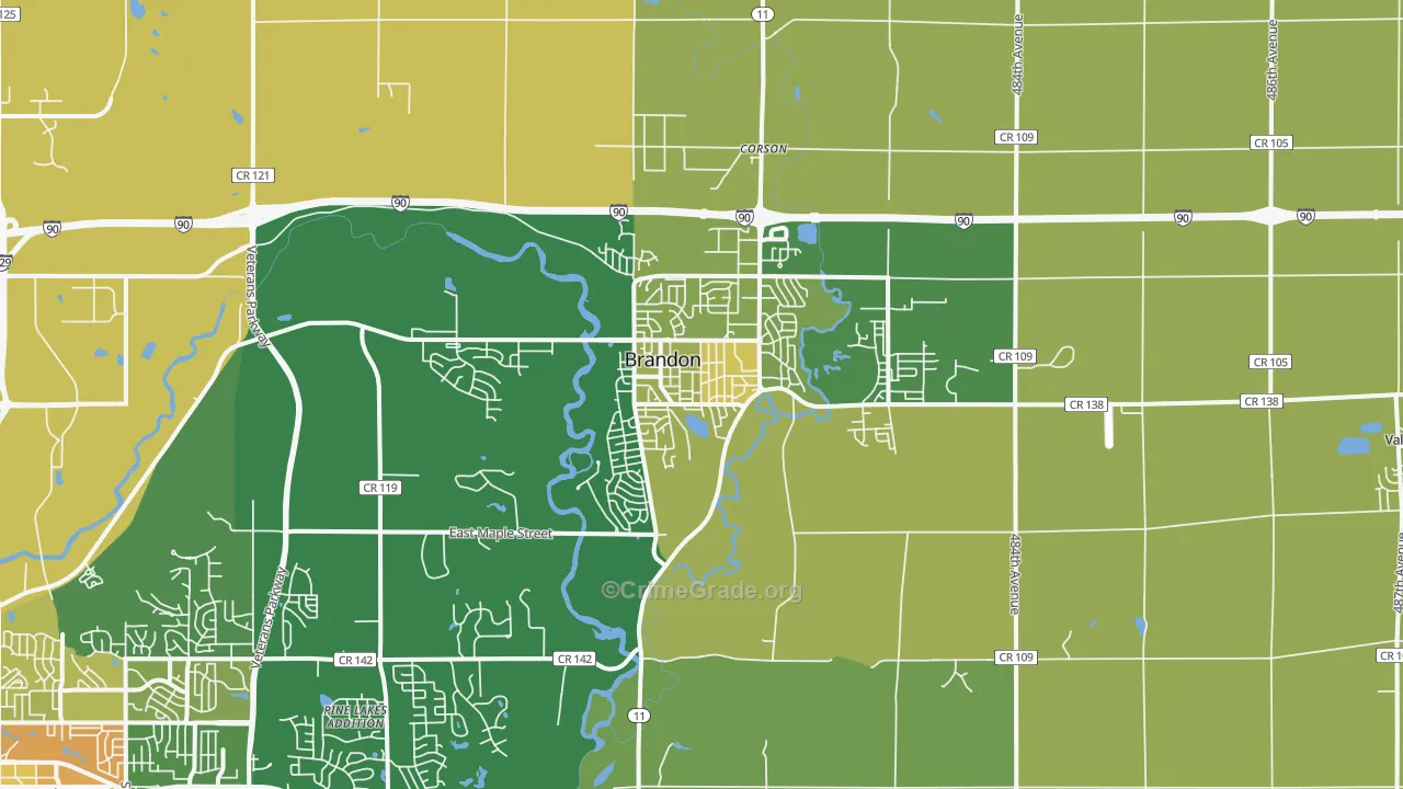 Brandon, SD Map of Vandalism Rates