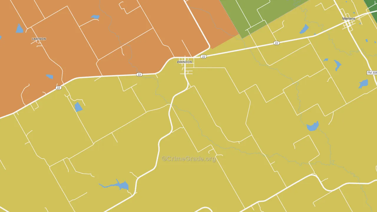 Brandon, TX Map of Vandalism Rates