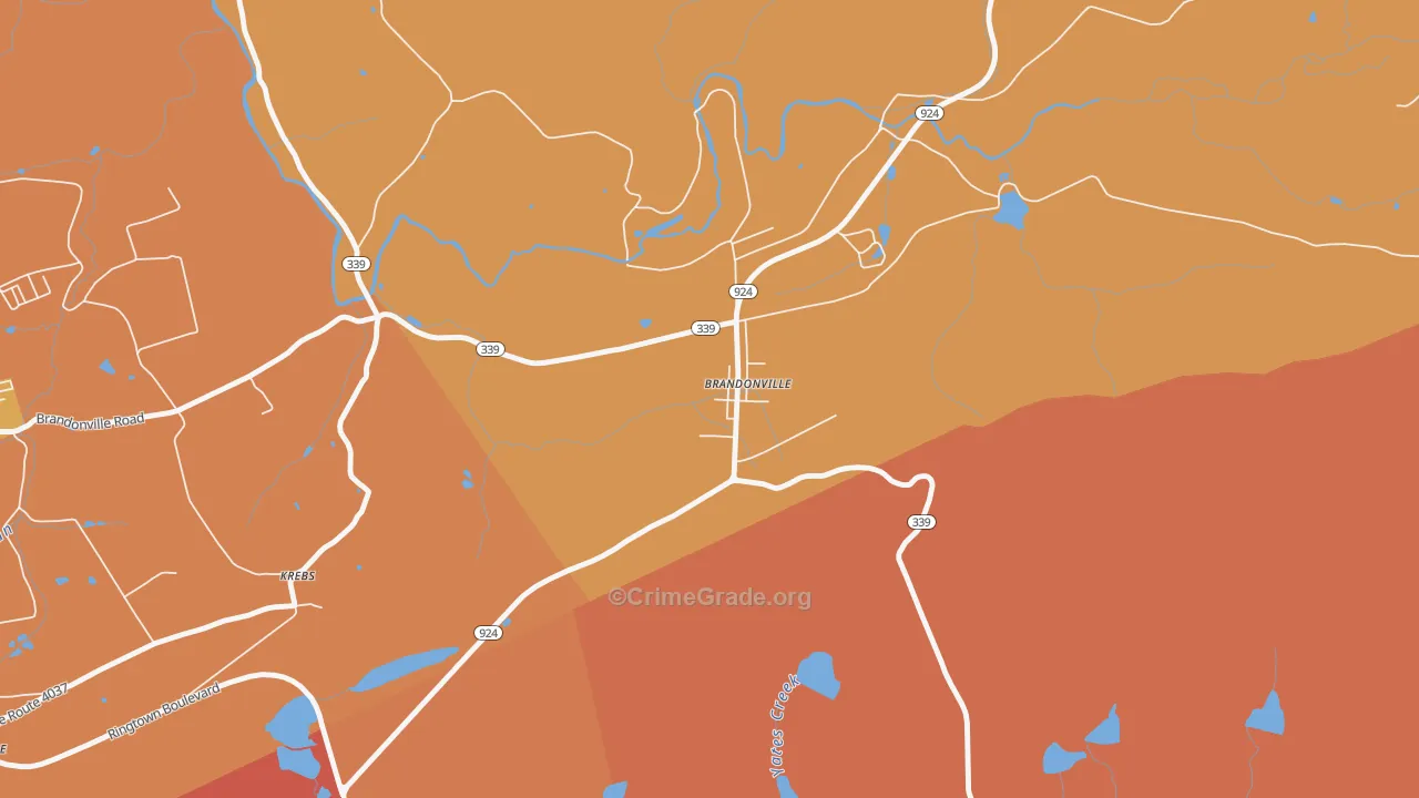 Brandonville, PA Map of Vandalism Rates