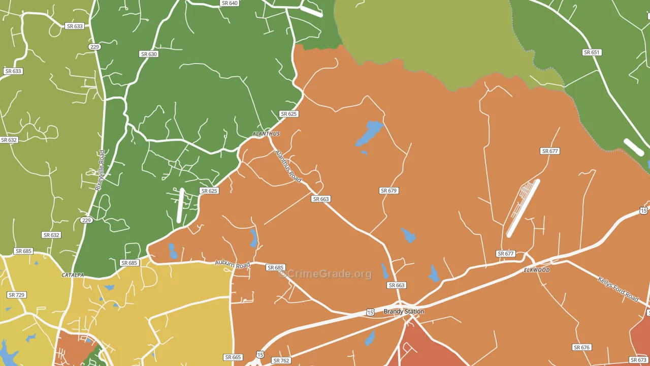 Brandy Station, VA Map of Vandalism Rates