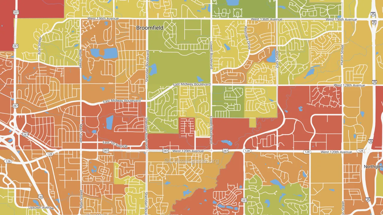 Brandywine, Broomfield, CO Map of Vandalism Rates
