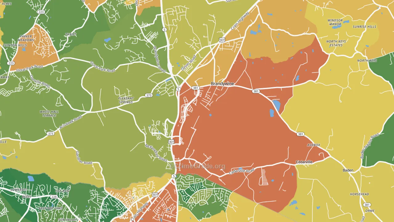 Brandywine, MD Map of Vandalism Rates