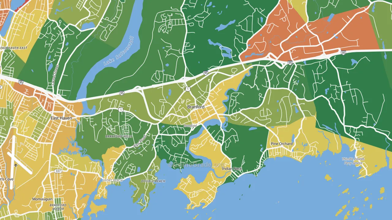 Branford Center, CT Map of Vandalism Rates