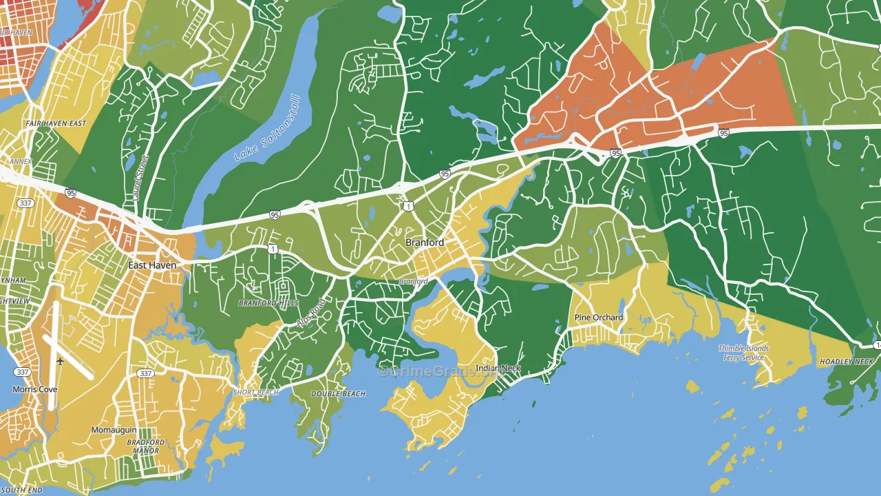 Branford, CT Map of Vandalism Rates