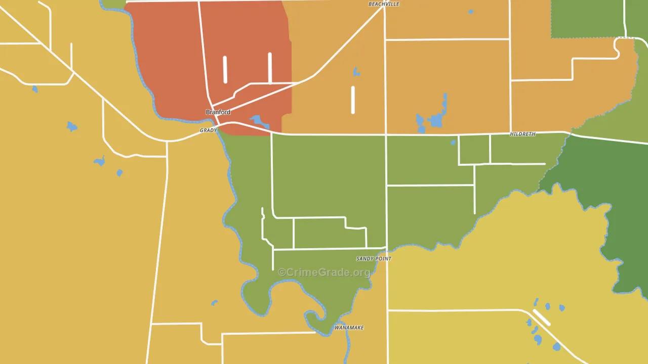Branford, FL Map of Vandalism Rates