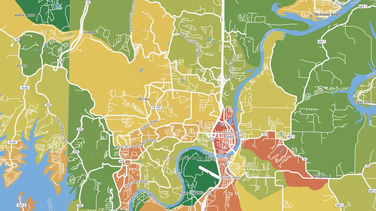 Branson, MO Map of Vandalism Rates
