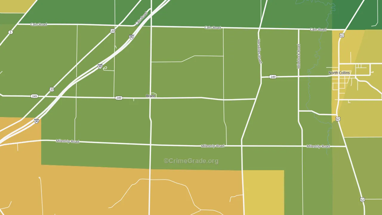 Brant, NY Map of Vandalism Rates