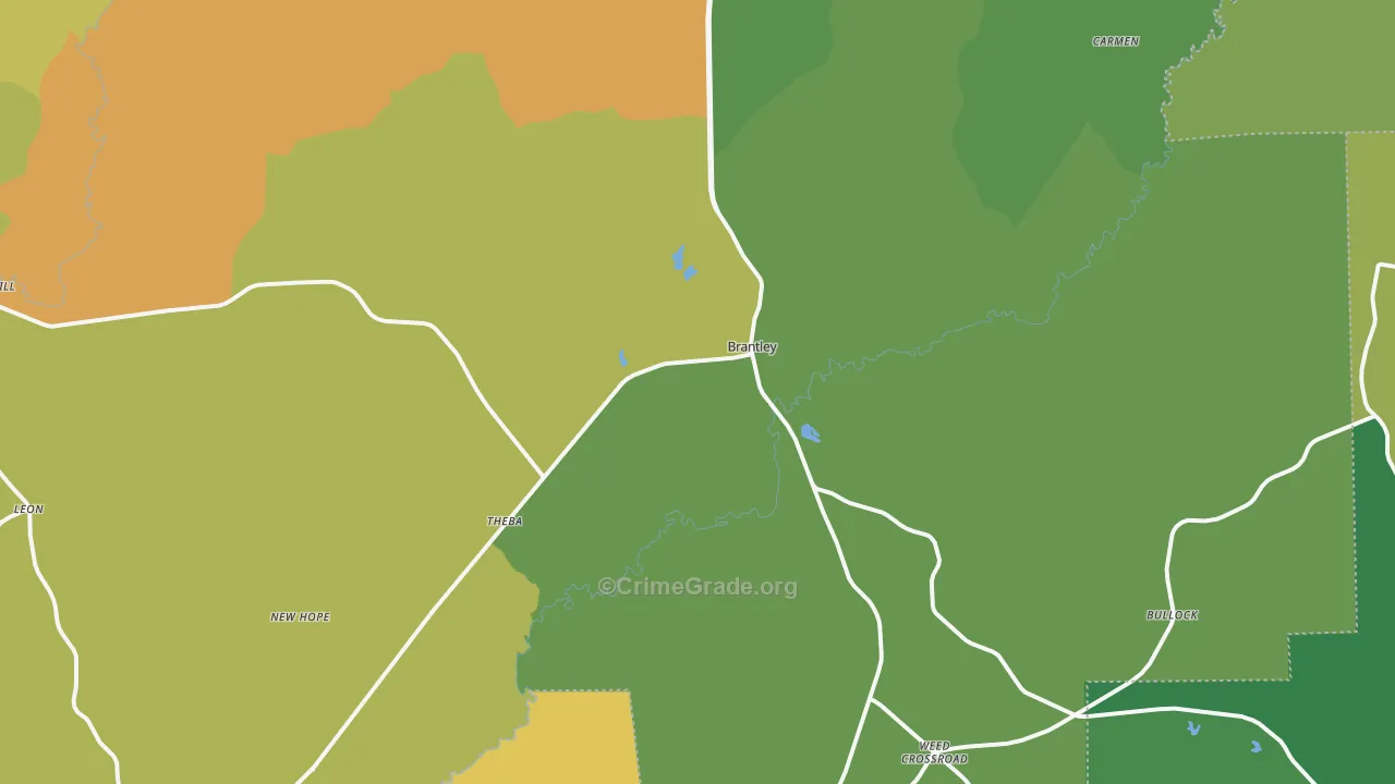 Brantley, AL Map of Vandalism Rates