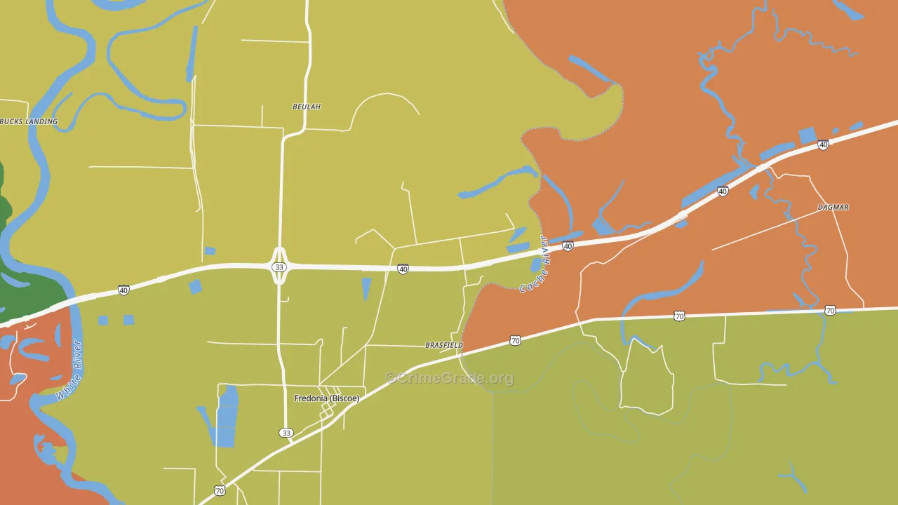Brasfield, AR Map of Vandalism Rates