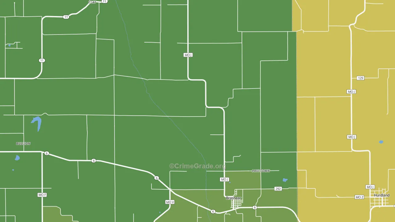 Brashear, MO Map of Vandalism Rates