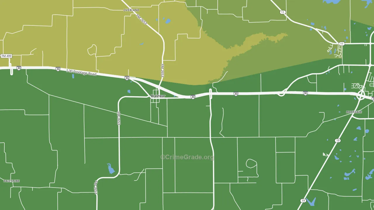 Brashear, TX Map of Vandalism Rates