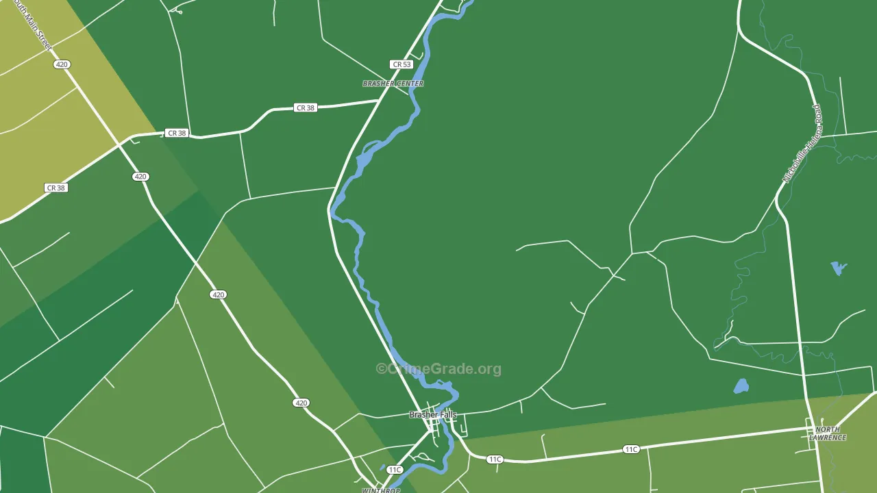 Brasher Falls, NY Map of Vandalism Rates