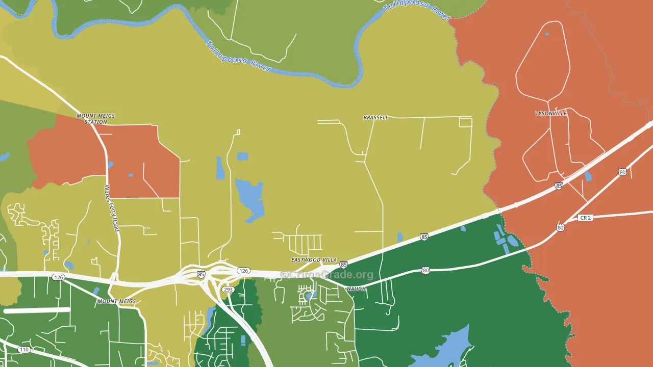 Brassell, AL Map of Vandalism Rates