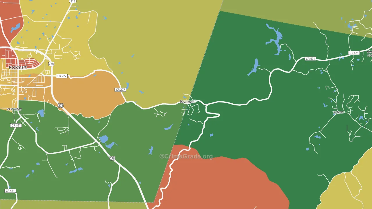 Braswell, GA Map of Vandalism Rates