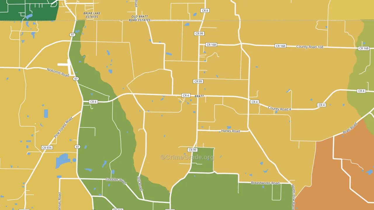 Bratt, FL Map of Vandalism Rates