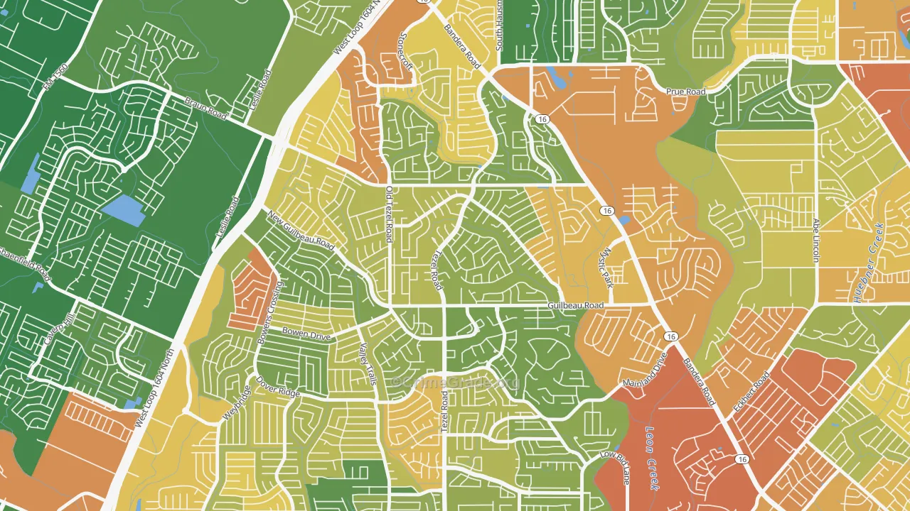 Braun Station West, San Antonio, TX Map of Vandalism Rates