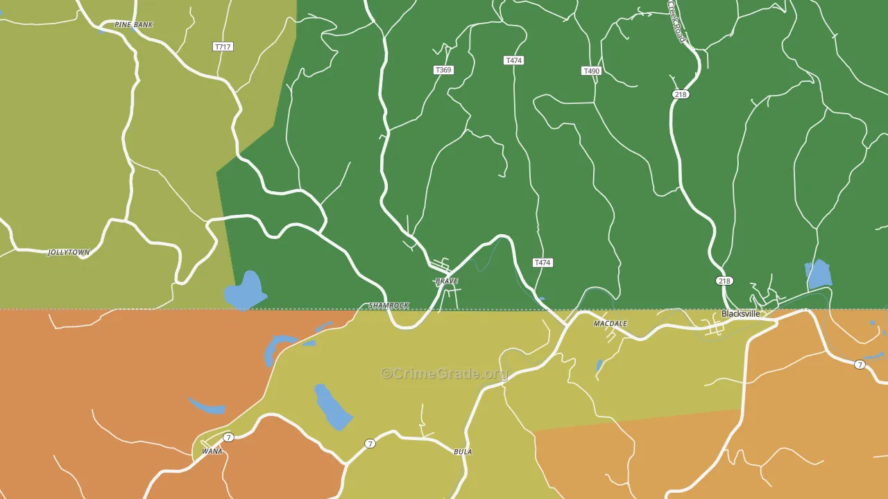 Brave, PA Map of Vandalism Rates