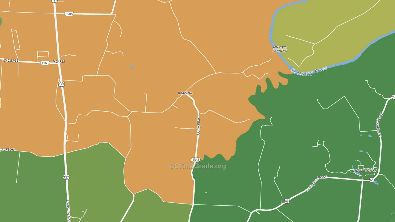 Braxton, KY Map of Vandalism Rates