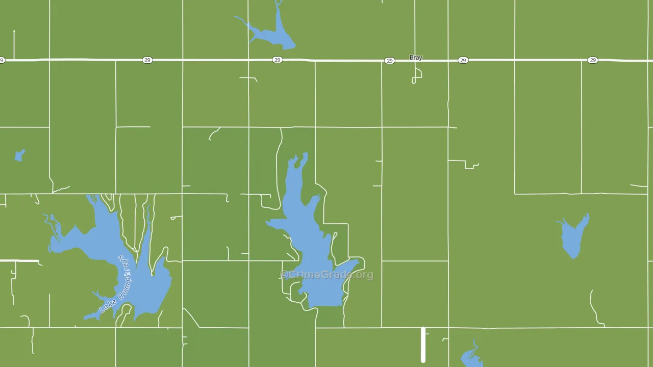 Bray, OK Map of Vandalism Rates
