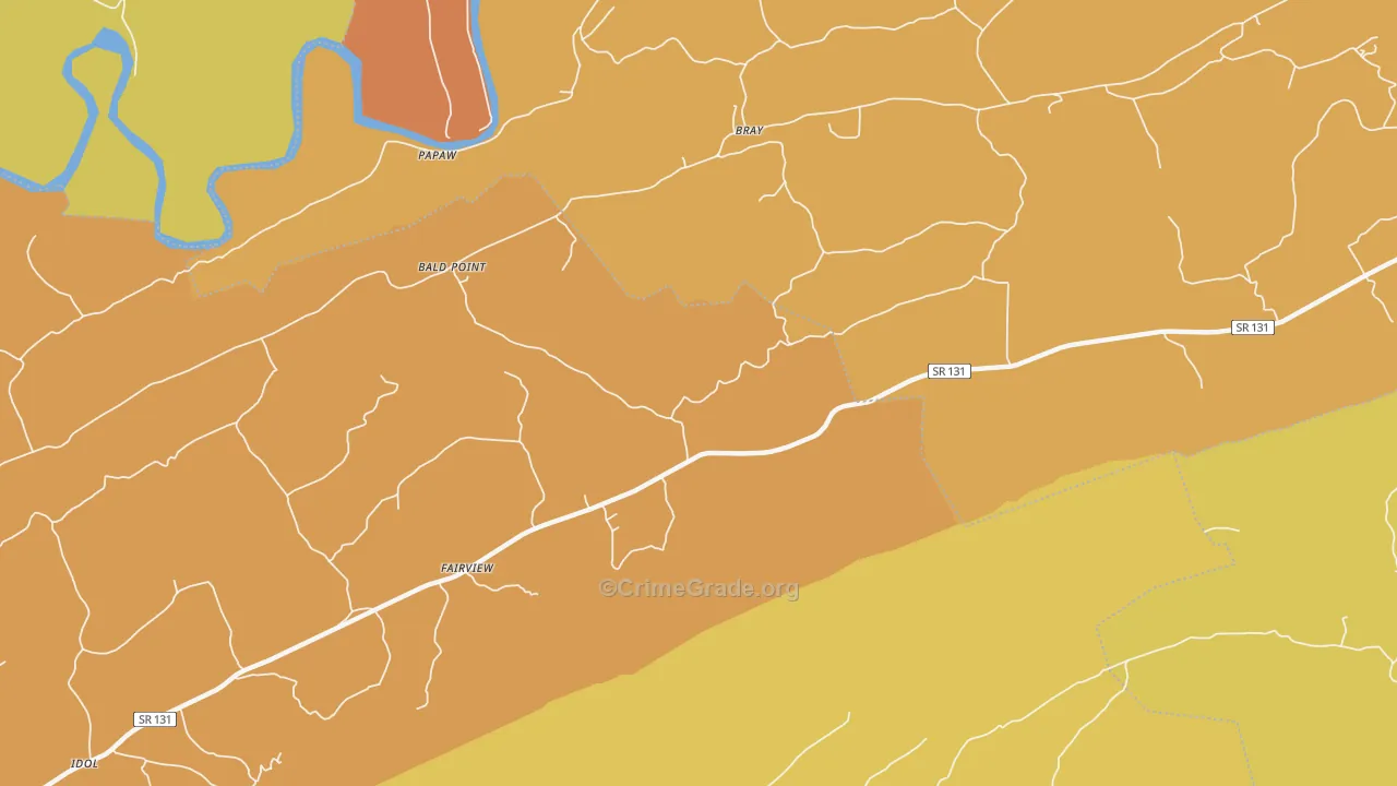 Bray, TN Map of Vandalism Rates