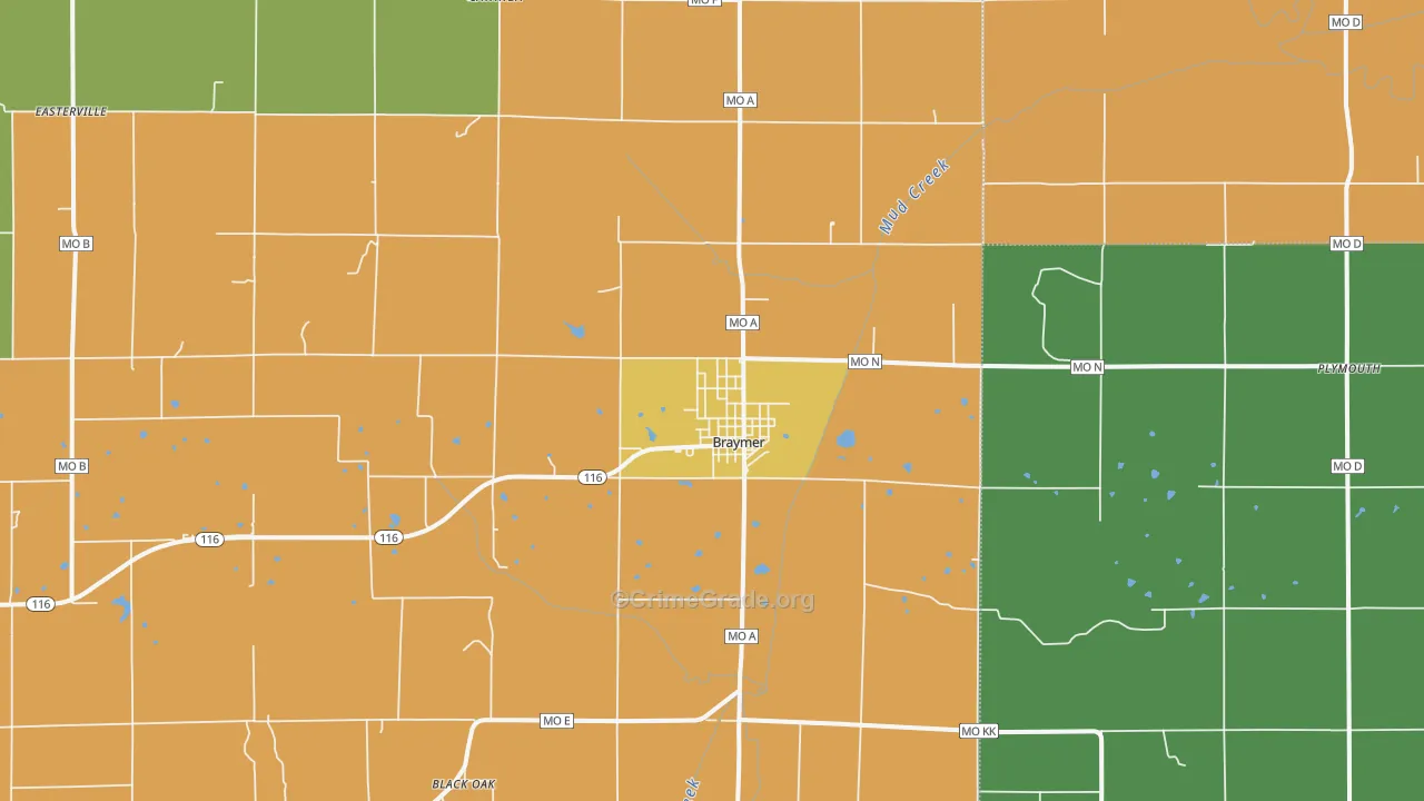 Braymer, MO Map of Vandalism Rates