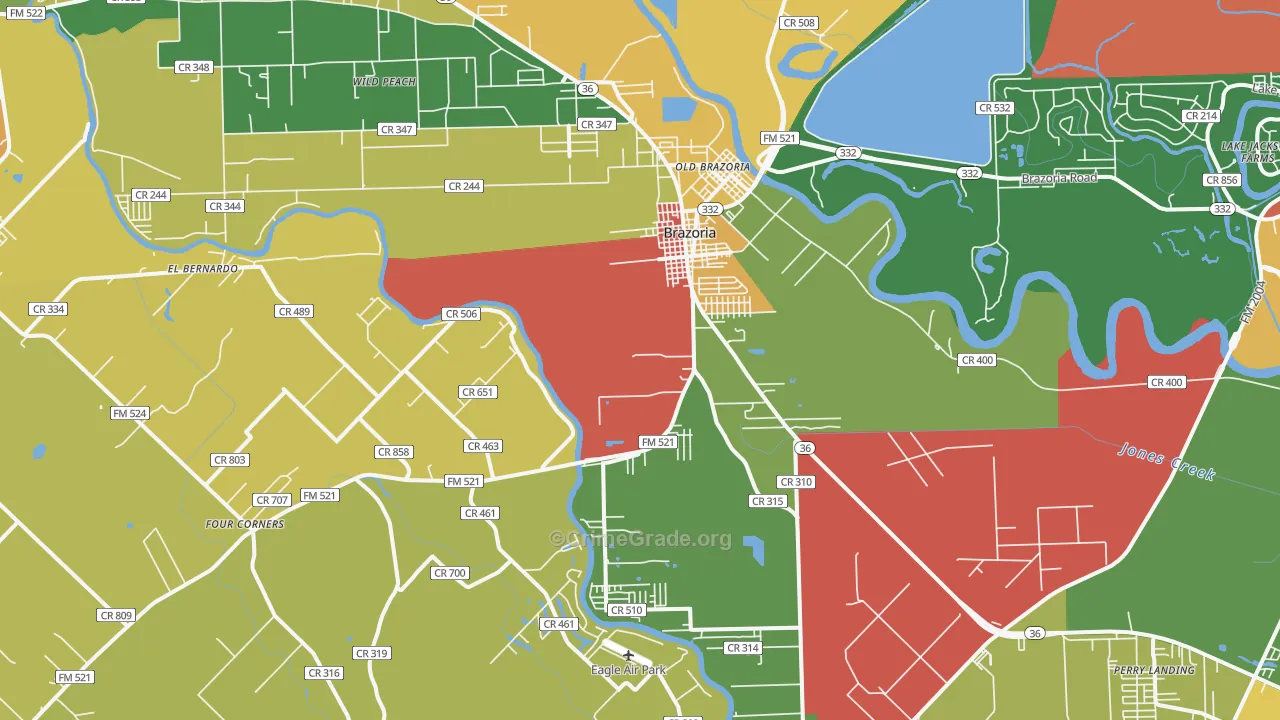 Brazoria, TX Map of Vandalism Rates