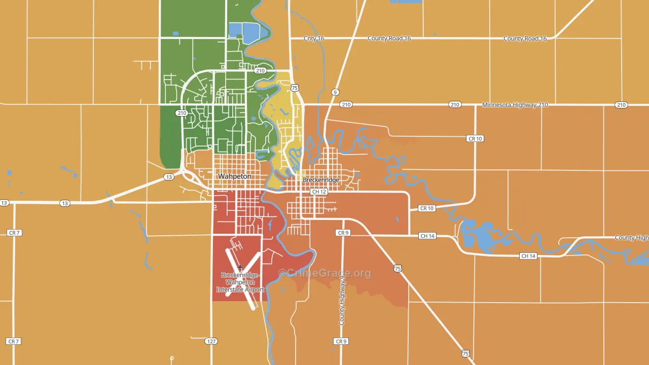 Breckenridge, MN Map of Vandalism Rates