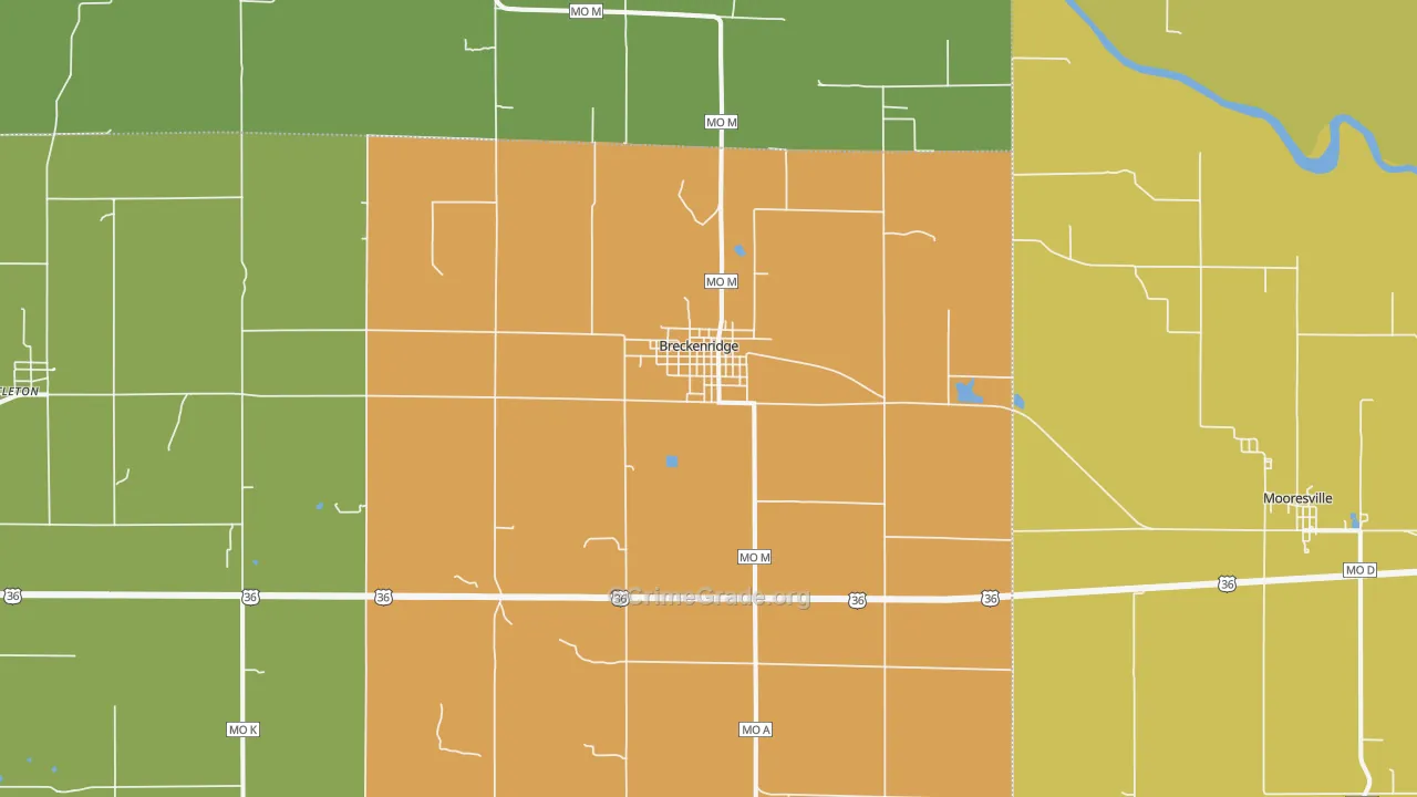 Breckenridge, MO Map of Vandalism Rates