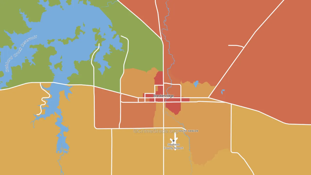 Breckenridge, TX Map of Vandalism Rates
