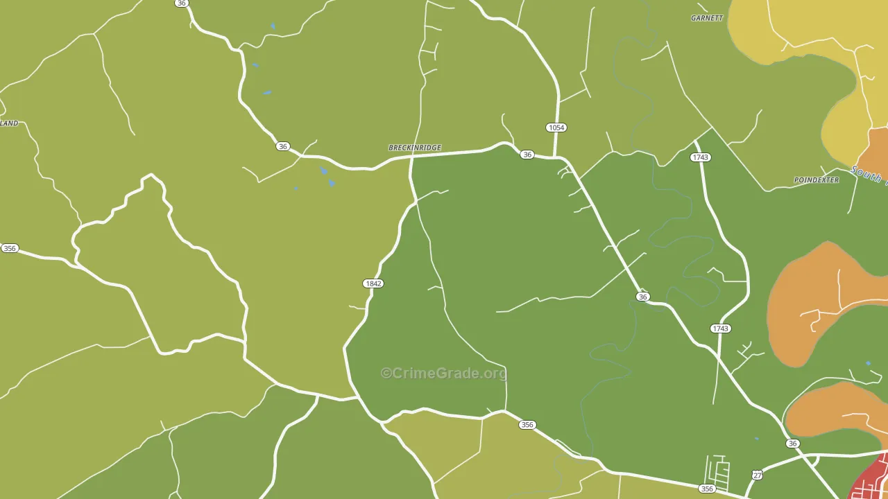 Breckinridge, KY Map of Vandalism Rates