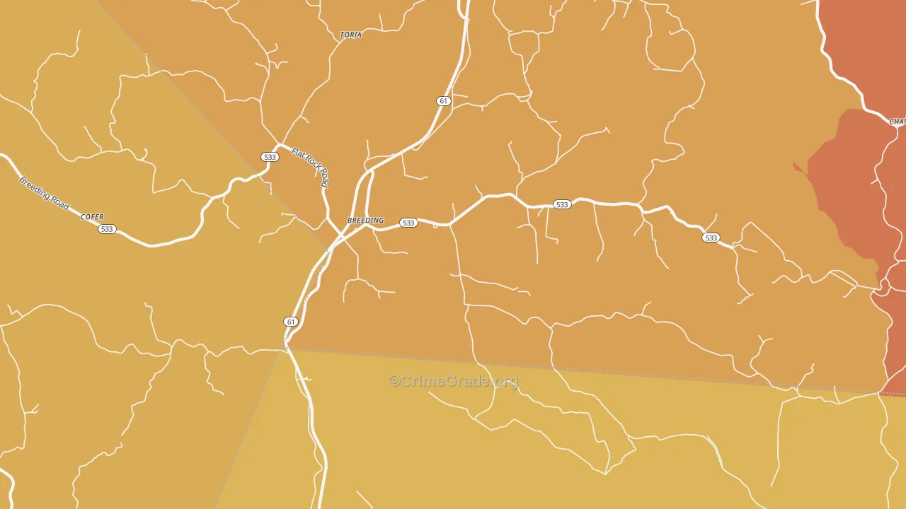 Breeding, KY Map of Vandalism Rates