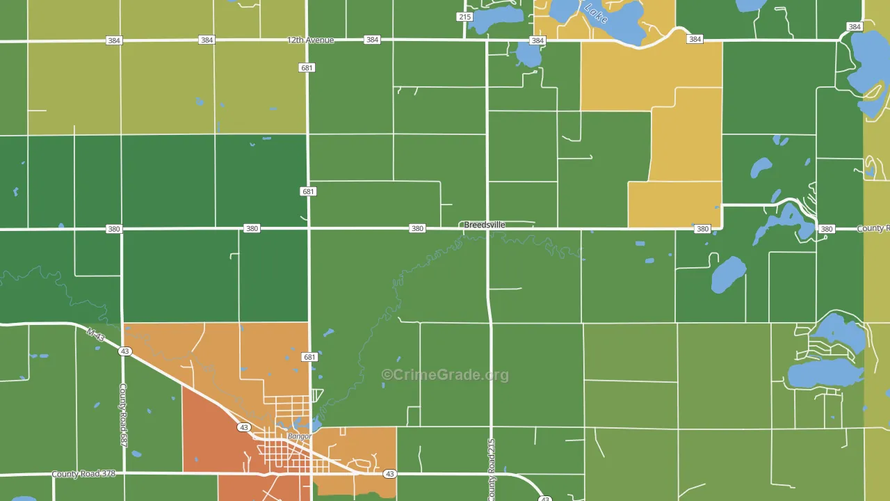 Breedsville, MI Map of Vandalism Rates
