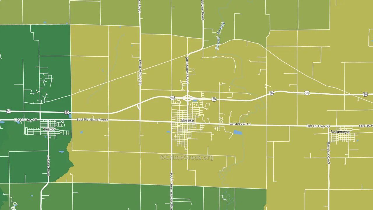 Breese, IL Map of Vandalism Rates