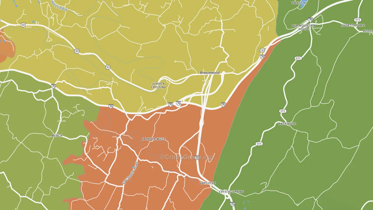 Breezewood, PA Map of Vandalism Rates