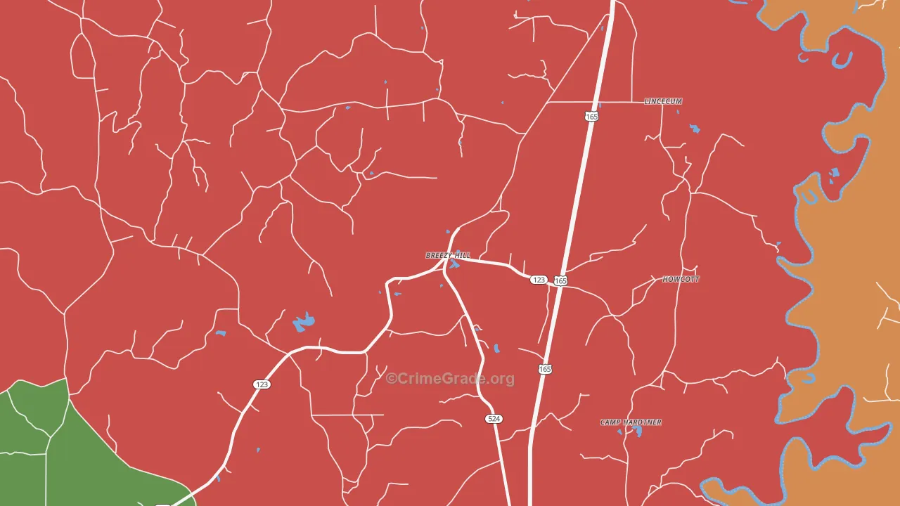 Breezy Hill, LA Map of Vandalism Rates