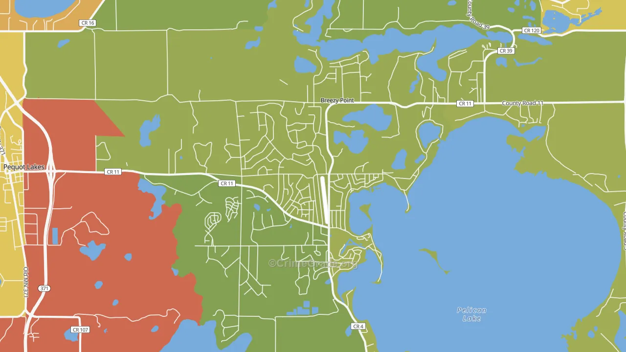Breezy Point, MN Map of Vandalism Rates