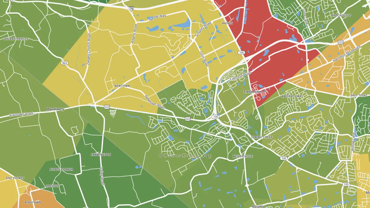 Breinigsville, PA Map of Vandalism Rates