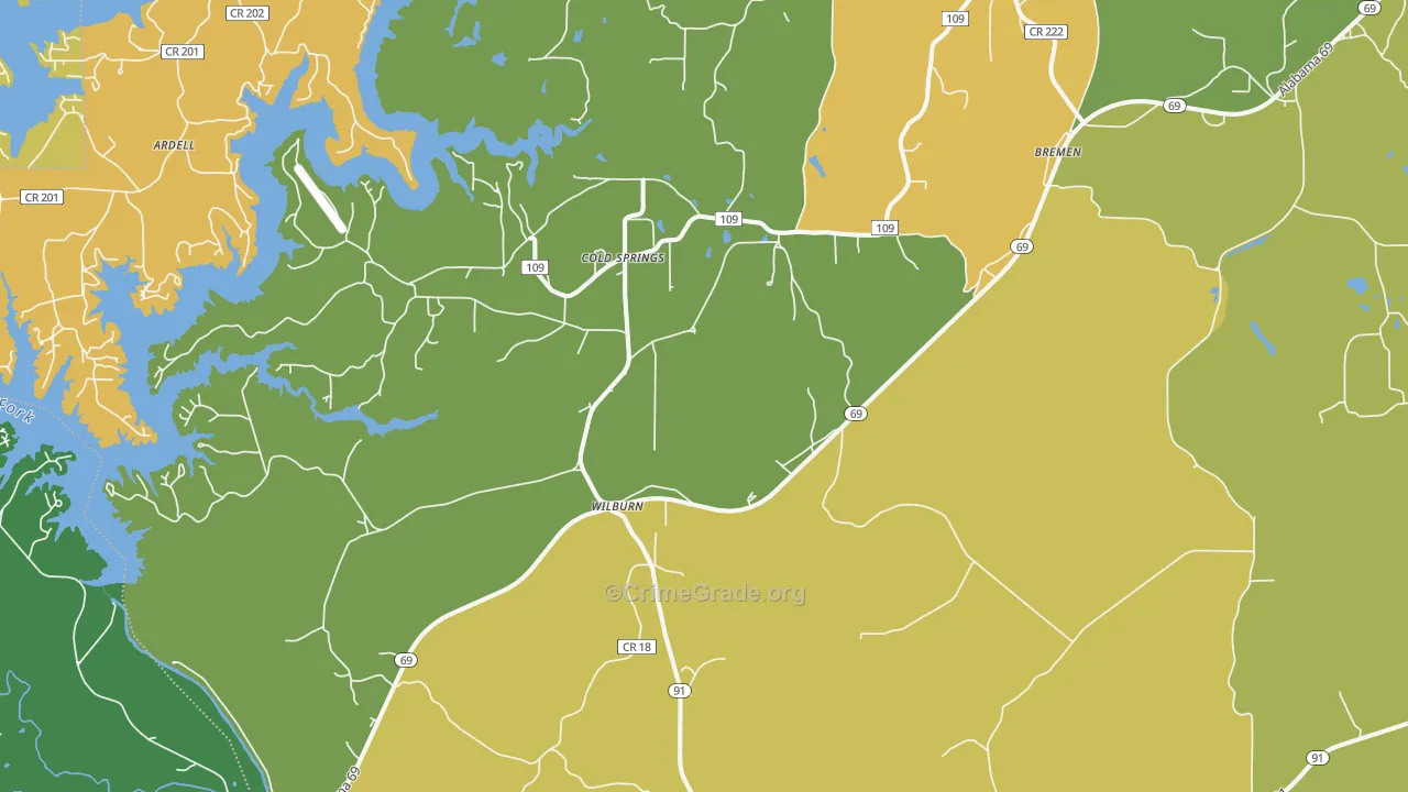 Bremen, AL Map of Vandalism Rates