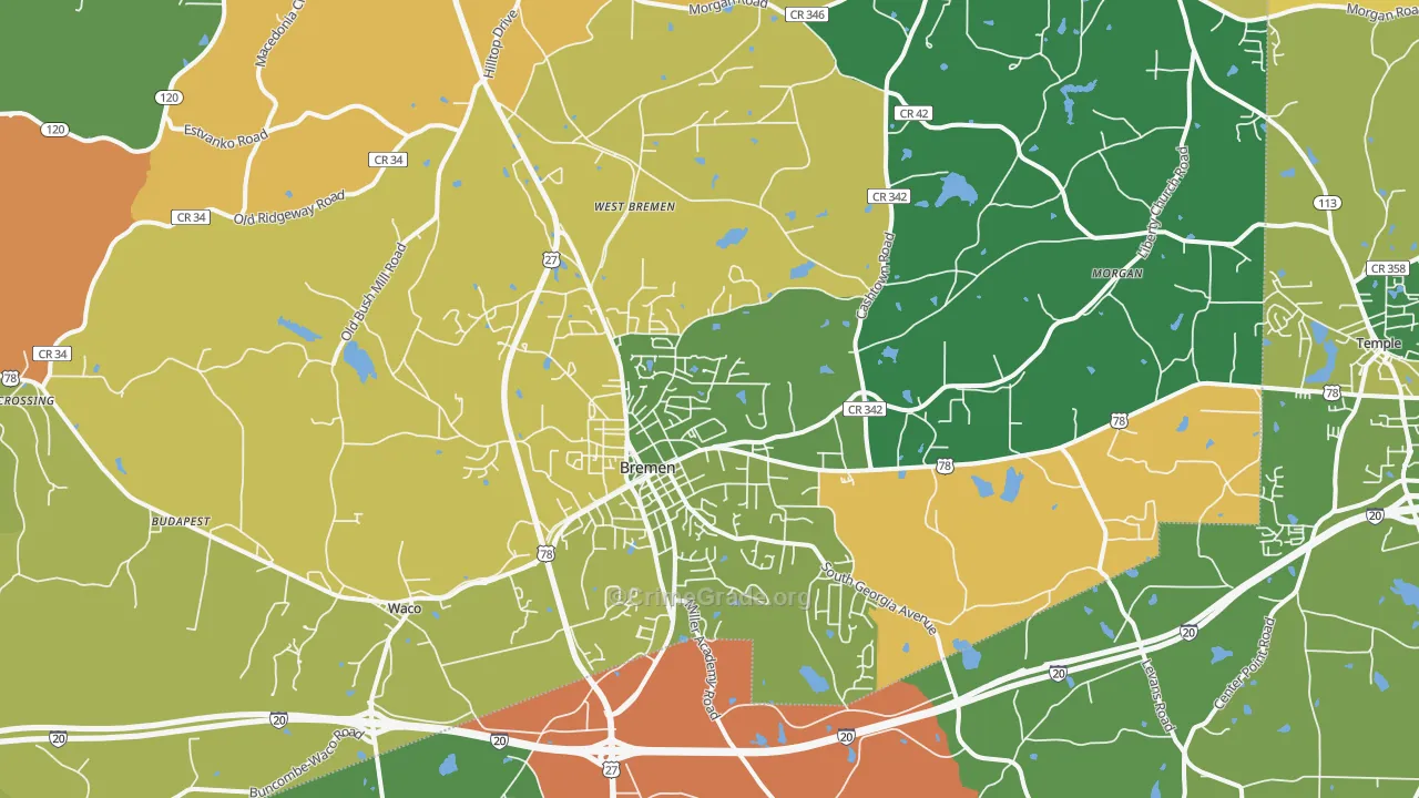 Bremen, GA Map of Vandalism Rates
