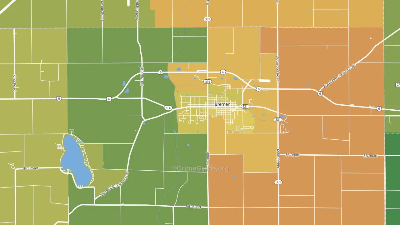 Bremen, IN Map of Vandalism Rates